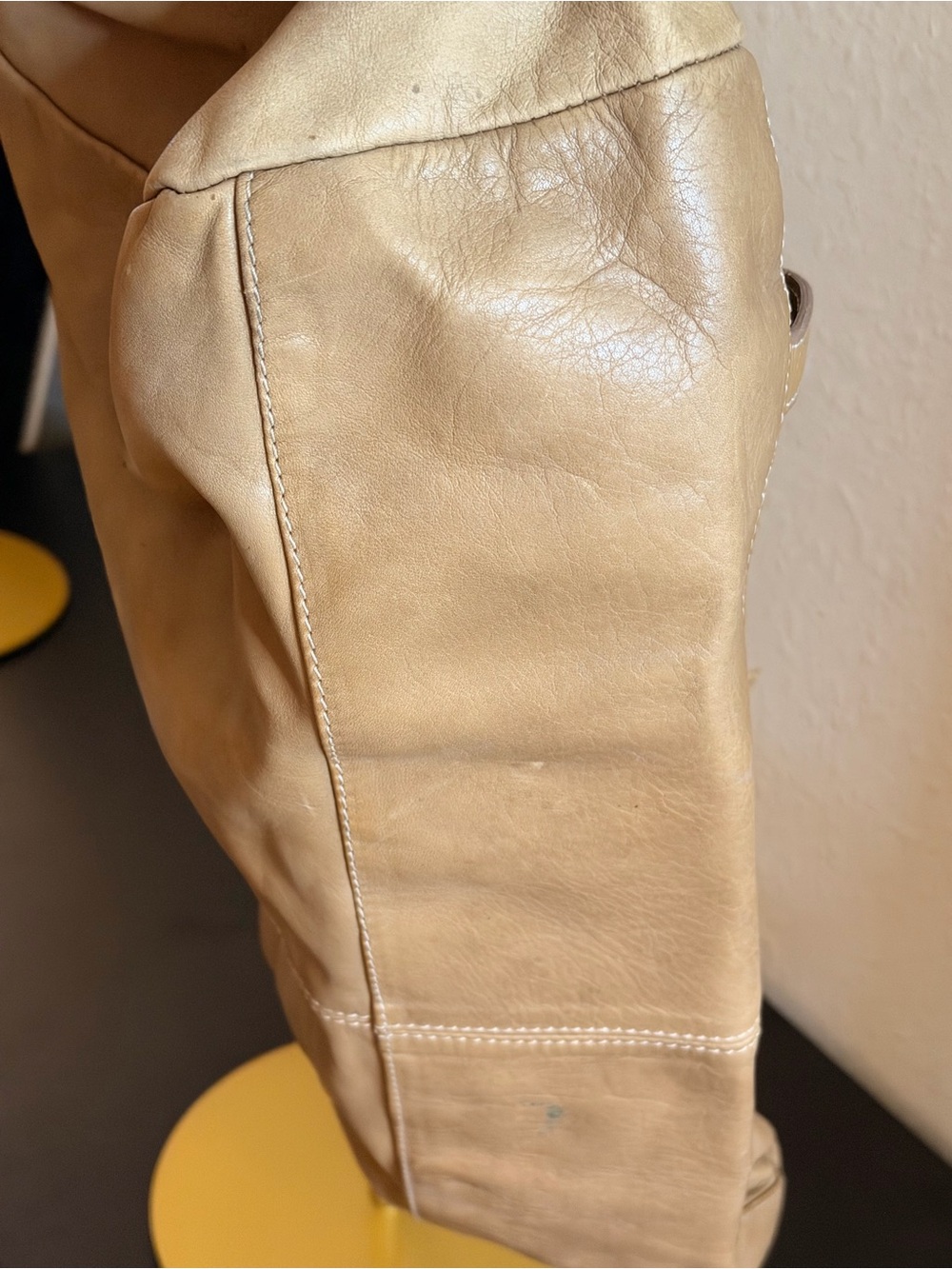 Nardelli Vintage Leather beige Hobo Shoulder Bag - Casual Everyday Tote - Picture 3 of 11